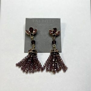 Talbots Purple Crystal Tassel Earrings